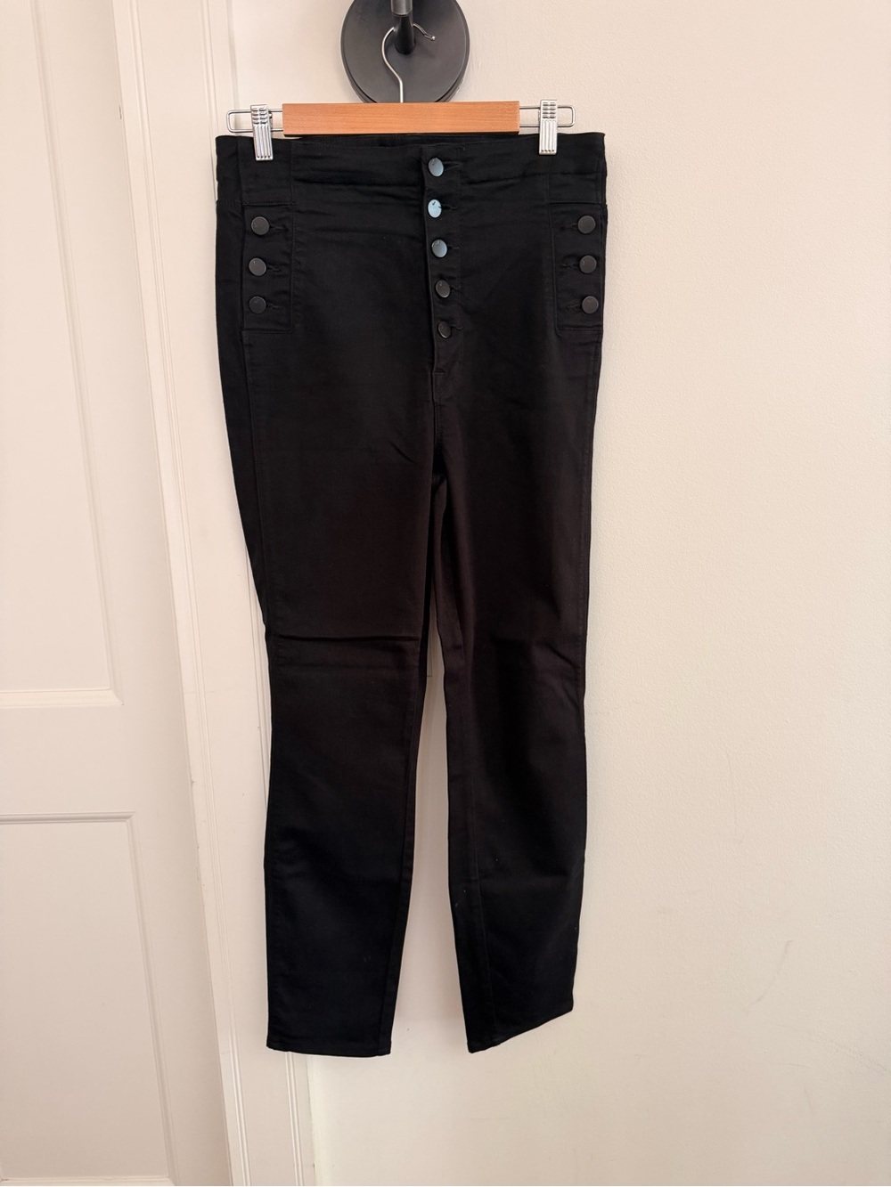 J Brand Black High-Rise Button-Front Jeans